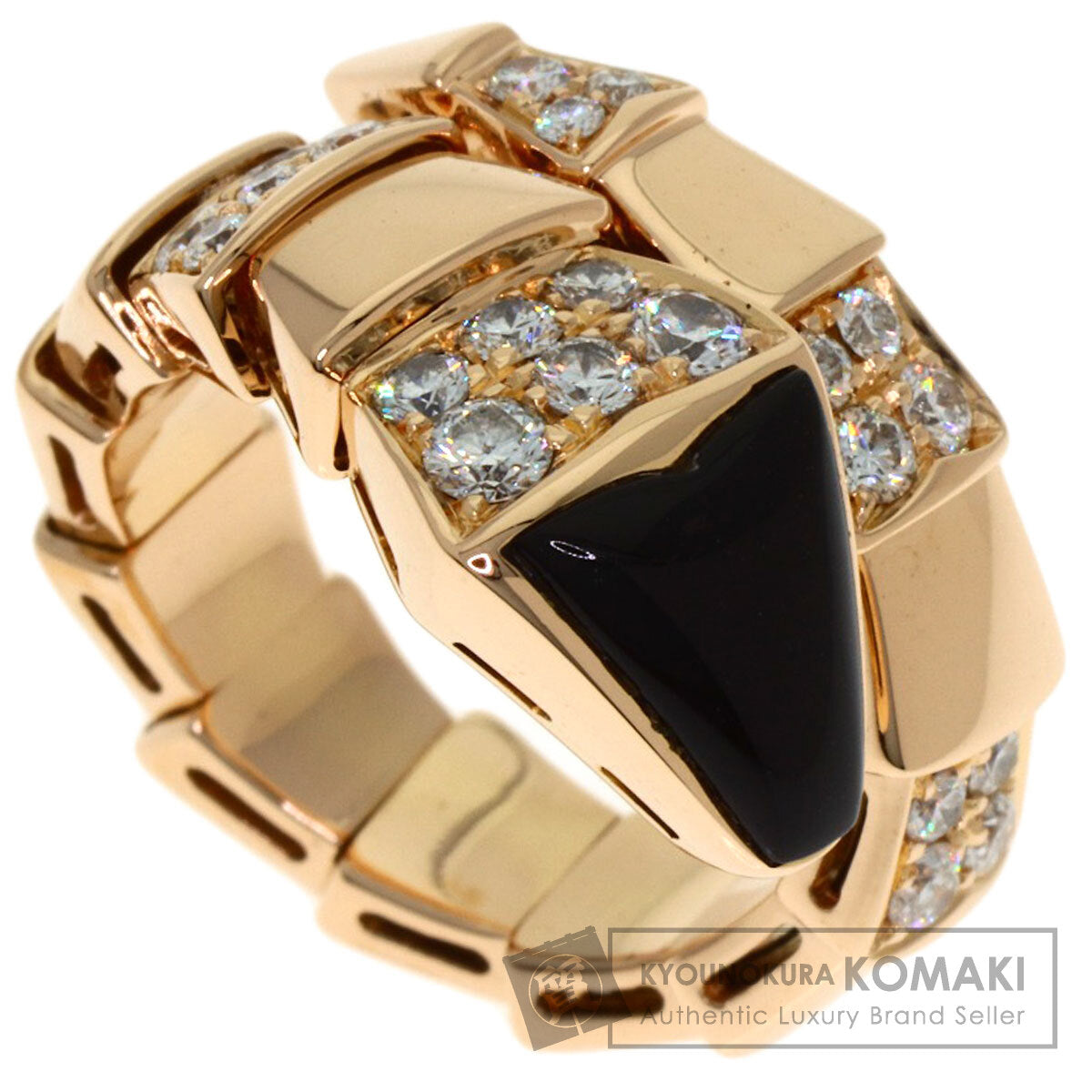 BVLGARI ブルガリ セルペンティ オニキス ダイヤモンド Sサイズ リング・指輪 K18PG レディース 中古
