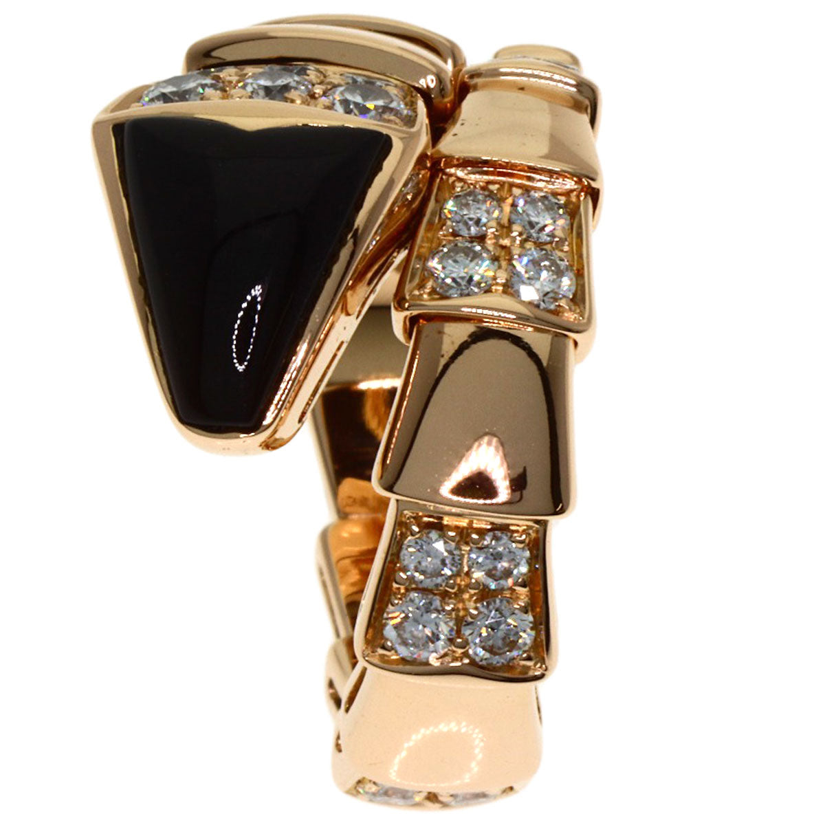 BVLGARI ブルガリ セルペンティ オニキス ダイヤモンド Sサイズ リング・指輪 K18PG レディース 中古