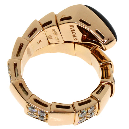 BVLGARI ブルガリ セルペンティ オニキス ダイヤモンド Sサイズ リング・指輪 K18PG レディース 中古