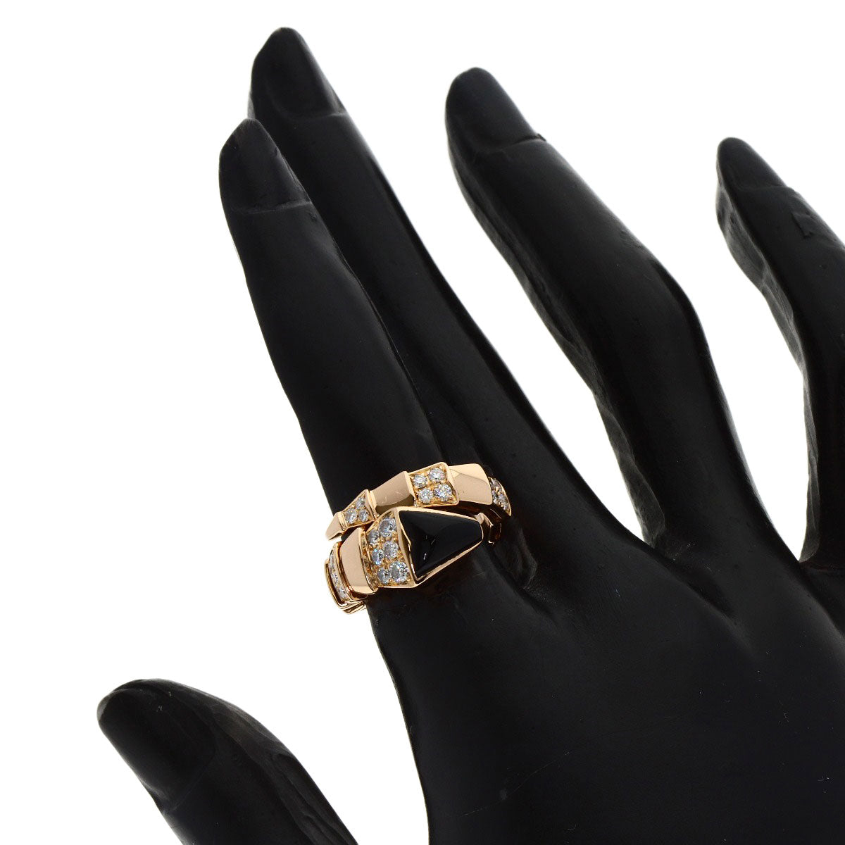 BVLGARI ブルガリ セルペンティ オニキス ダイヤモンド Sサイズ リング・指輪 K18PG レディース 中古