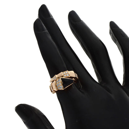 BVLGARI ブルガリ セルペンティ オニキス ダイヤモンド Sサイズ リング・指輪 K18PG レディース 中古