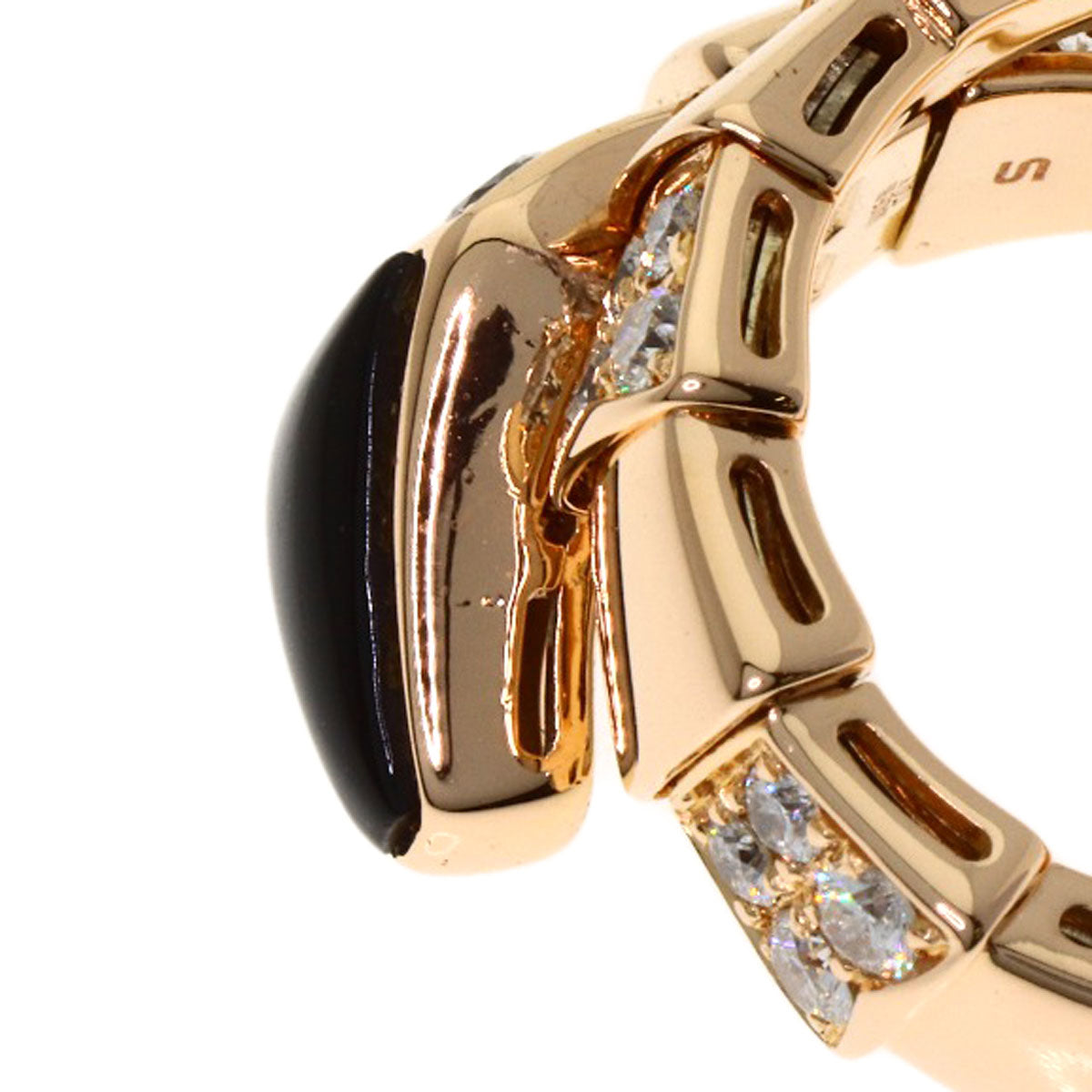 BVLGARI ブルガリ セルペンティ オニキス ダイヤモンド Sサイズ リング・指輪 K18PG レディース 中古