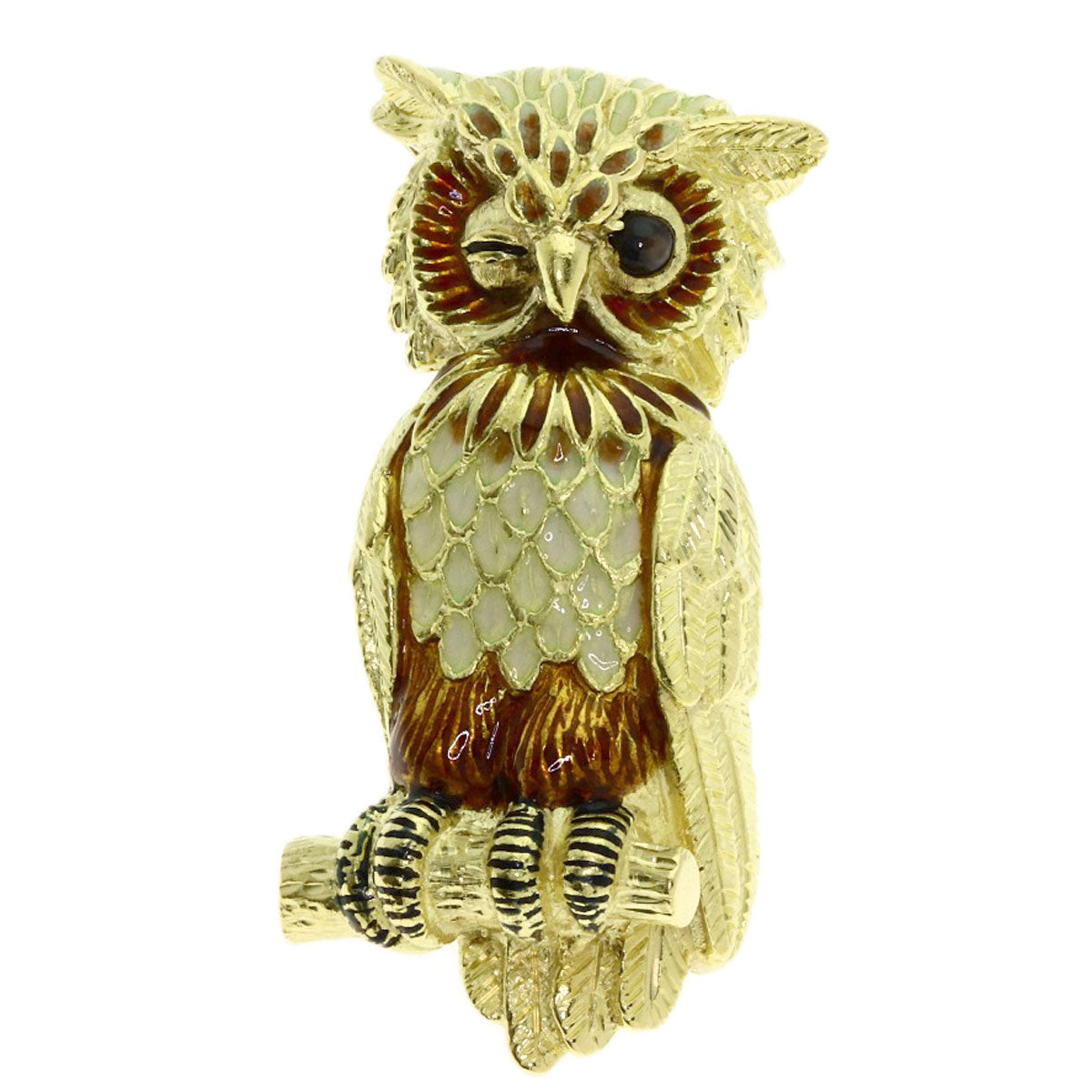 ティファニー フクロウモチーフ キャッツアイ ブローチ 中古 商品画像2
