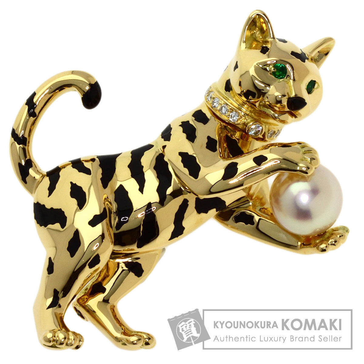 カルティエ キャット パール 真珠 ダイヤモンド ブローチ 中古 商品画像1