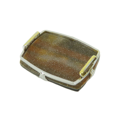SELECT JEWELRY セレクトジュエリー タイガーアイ 虎目石 茶金石 帯留め 金属製 レディース 中古