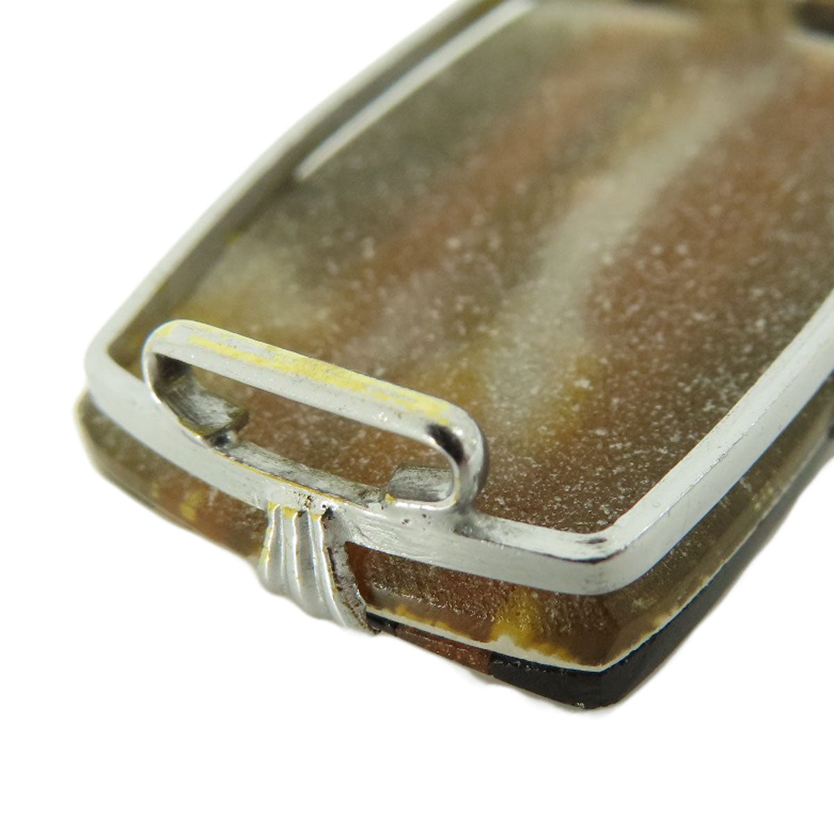 SELECT JEWELRY セレクトジュエリー タイガーアイ 虎目石 茶金石 帯留め 金属製 レディース 中古