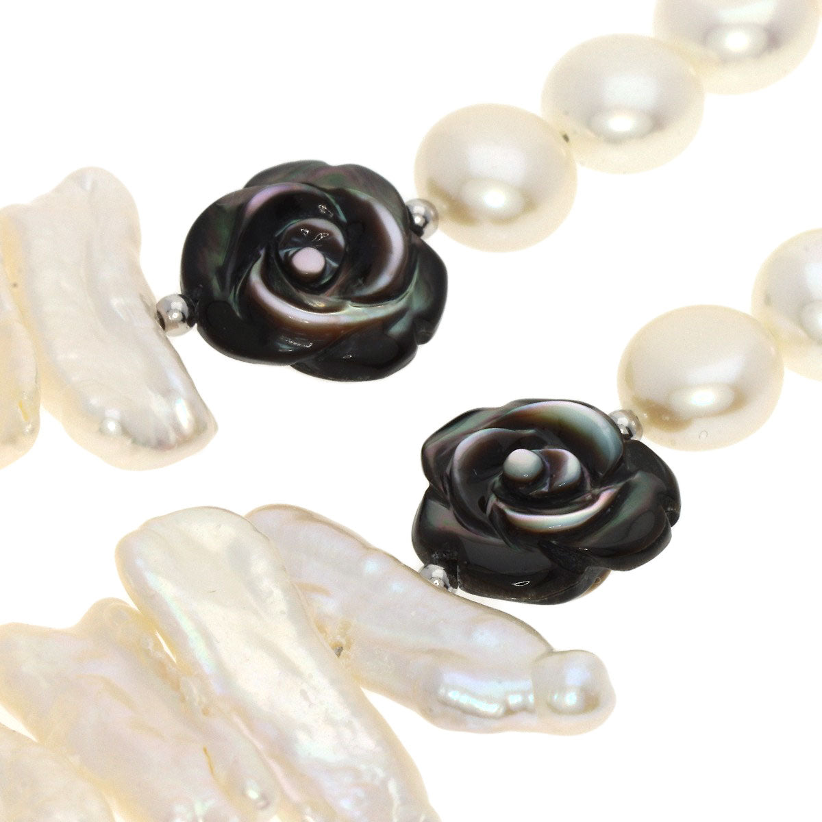 SELECT JEWELRY セレクトジュエリー 淡水パール 真珠 黒蝶貝 シェル ネックレス 金属製 レディース 中古