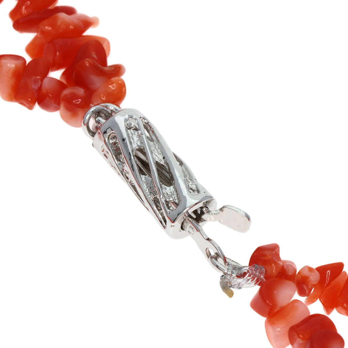 SELECT JEWELRY セレクトジュエリー 珊瑚 サンゴ 2連 ネックレス SV レディース 中古