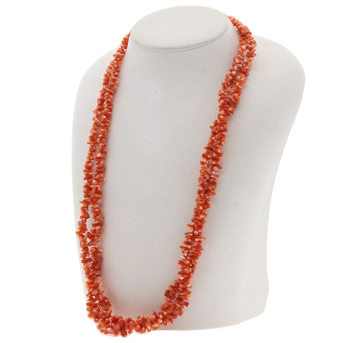 SELECT JEWELRY セレクトジュエリー 珊瑚 サンゴ 2連 ネックレス SV レディース 中古