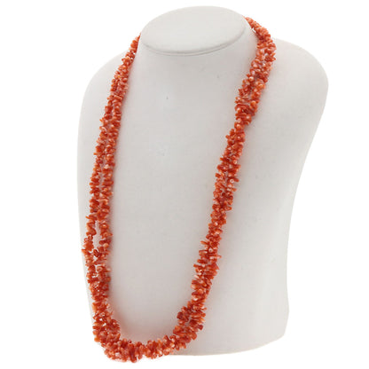 SELECT JEWELRY セレクトジュエリー 珊瑚 サンゴ 2連 ネックレス SV レディース 中古