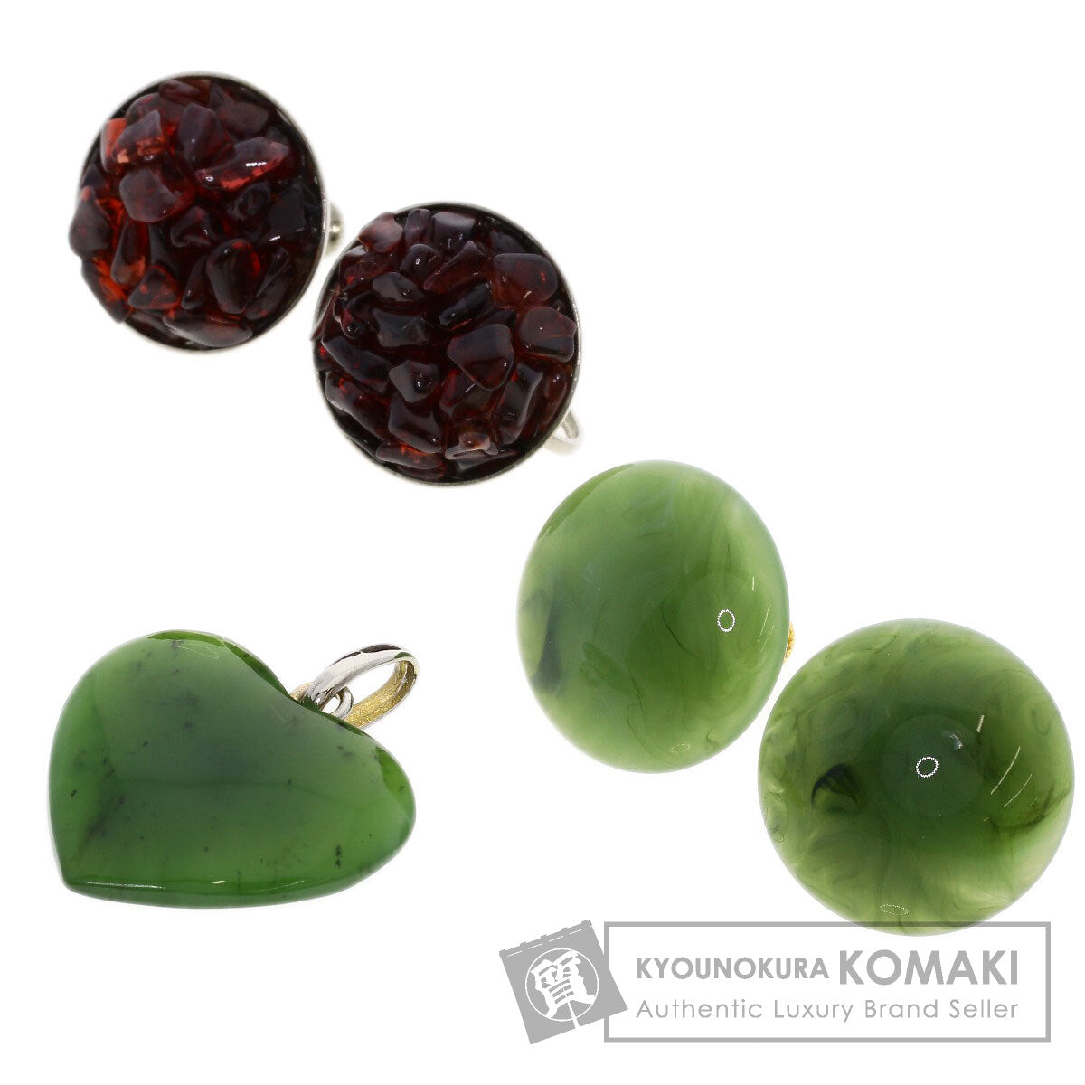 SELECT JEWELRY セレクトジュエリー ネフライト イヤリング2点・ペンダントトップ1点 ペンダントトップ 金属製 レディース 中古