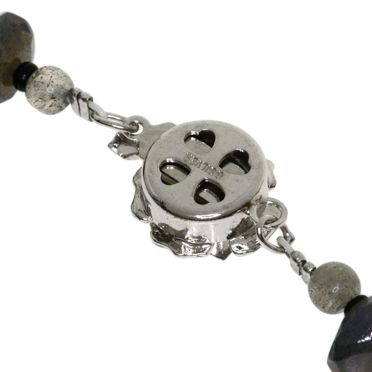 SELECT JEWELRY セレクトジュエリー カラーストーン グレー ネックレス 金属製 レディース 中古